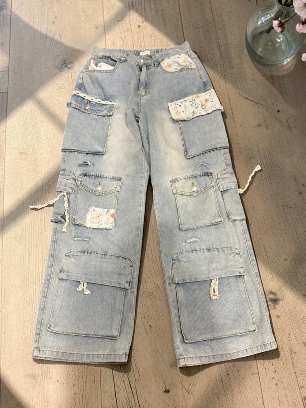 POL Denim Flowered Patchwork Jeans